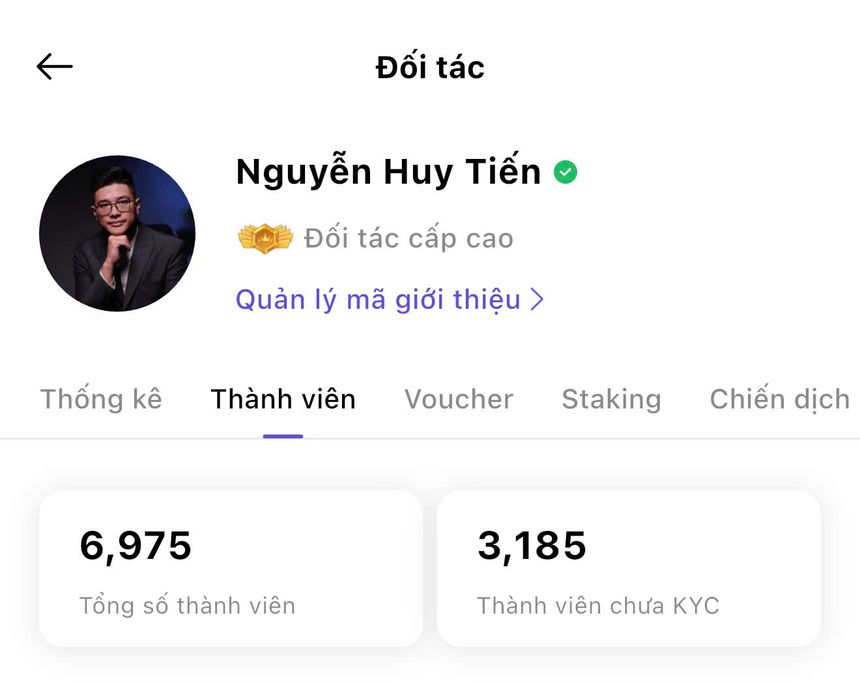 Tài khoản đối tác Affiliate Crypto — 6.975 thành viên